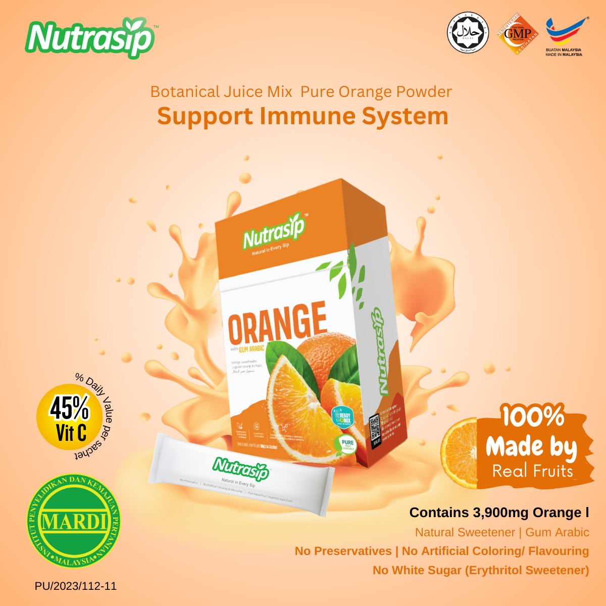 Nutrasip Orange Powder botanical drink Nutrasip Serbuk Minuman Campuran Oren