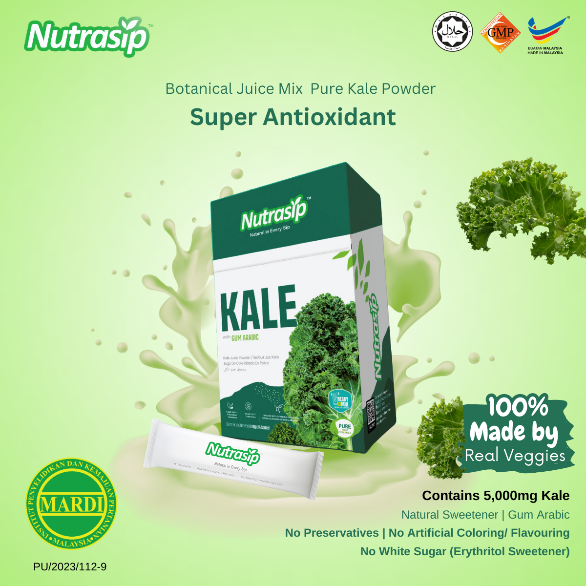 Nutrasip Kale Powder botanical drink Nutrasip Serbuk Minuman Campuran Kale