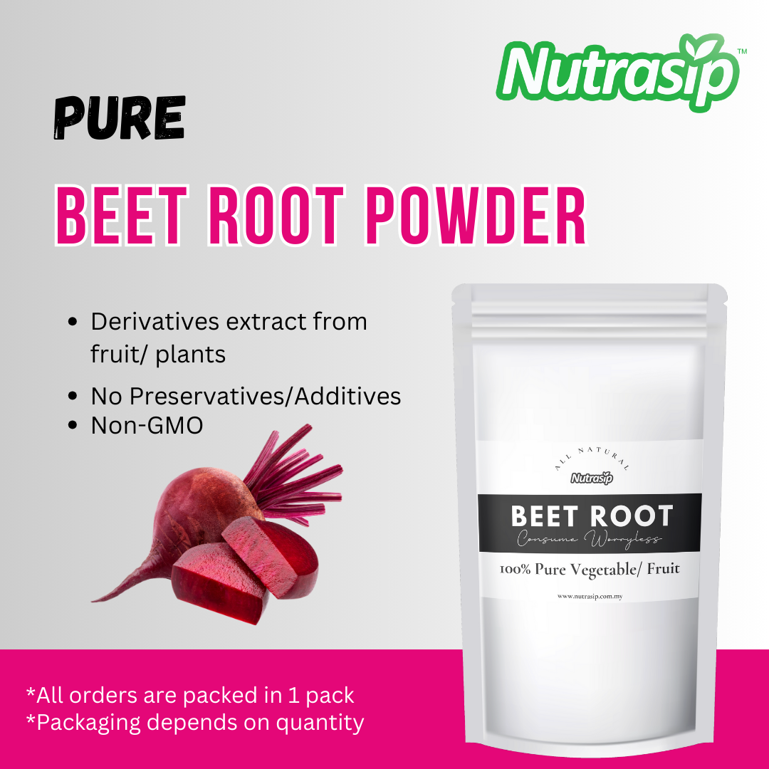 Nutrasip 100g Pure Beet root Powder No premix Serbuk Ubi bit Beetroot