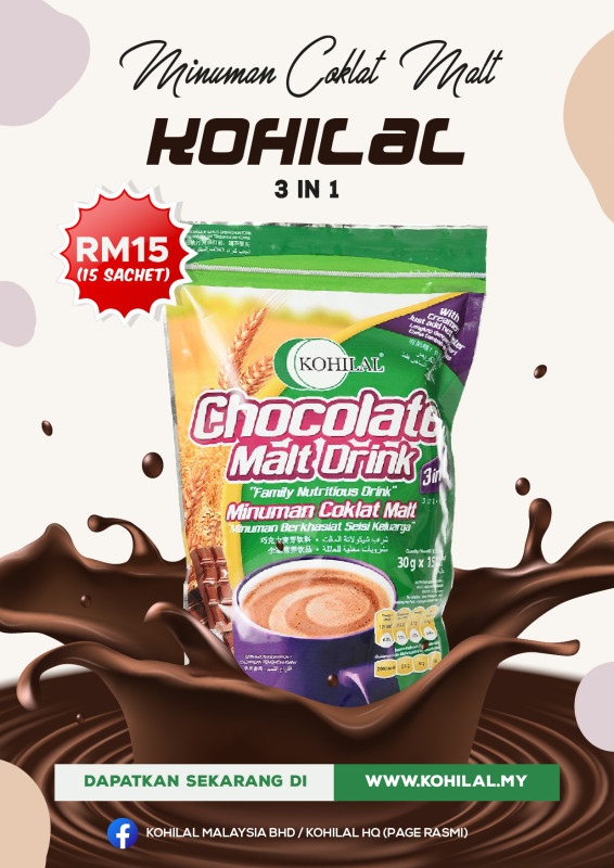 KOHILAL COKLAT MALT 3IN1 (15sachet)