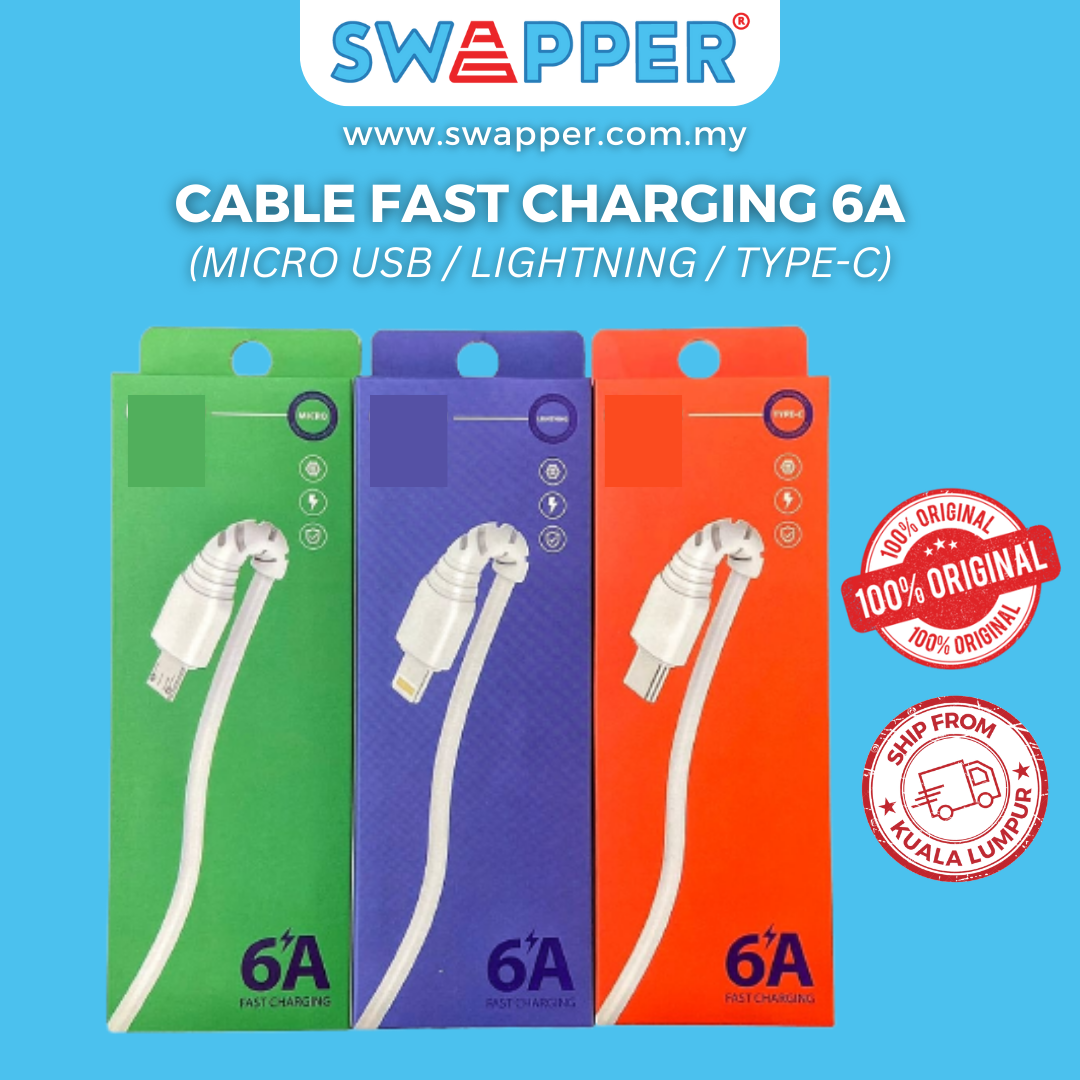 Swapper | Fast Charging 6A Cable | Micro USB, Lightning, Type-C