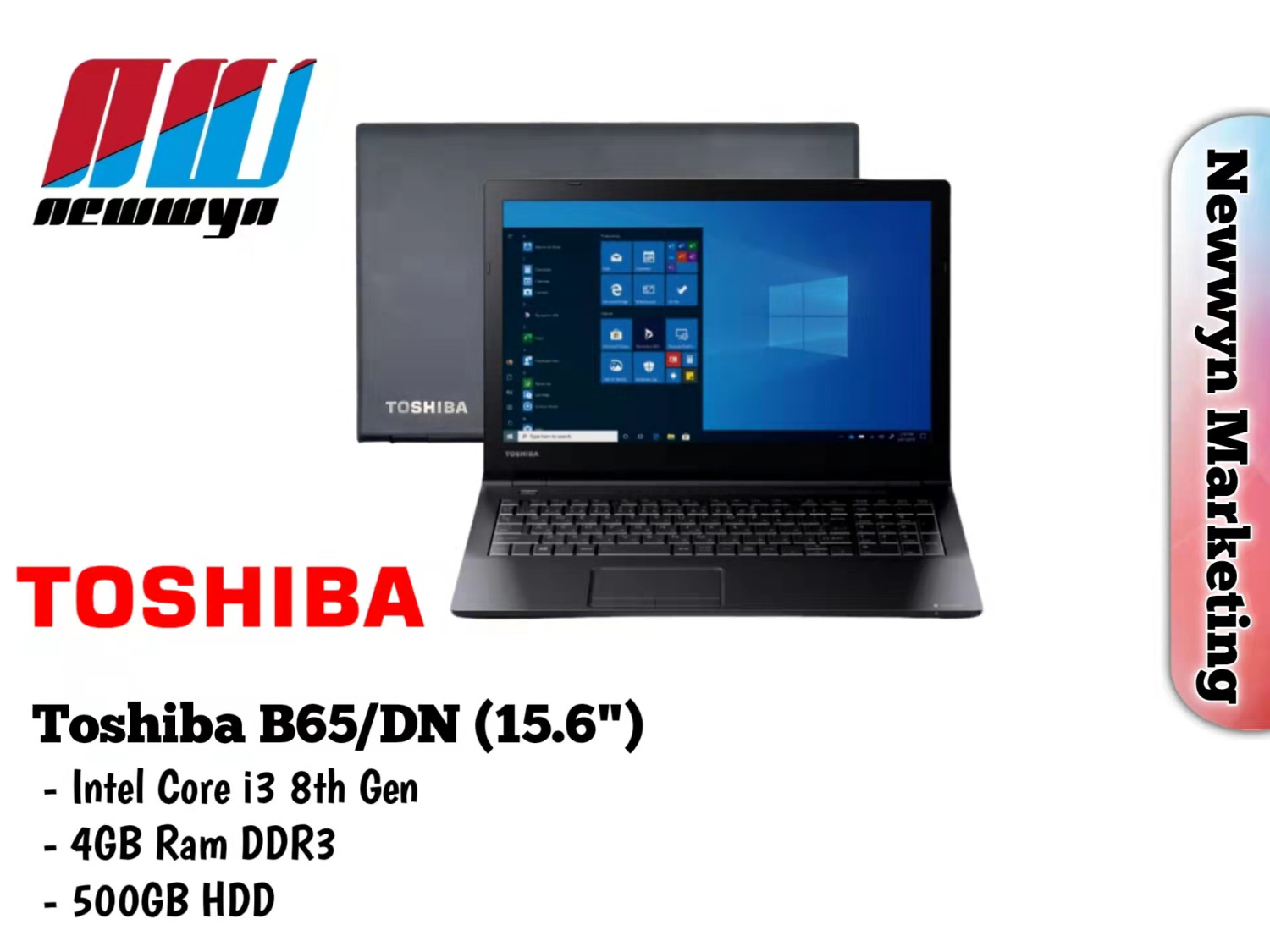 Newwyn Toshiba 15 inch Dynabook B65DN Intel Core i3-8thgen/4GB RAM /500GB HDD laptop
