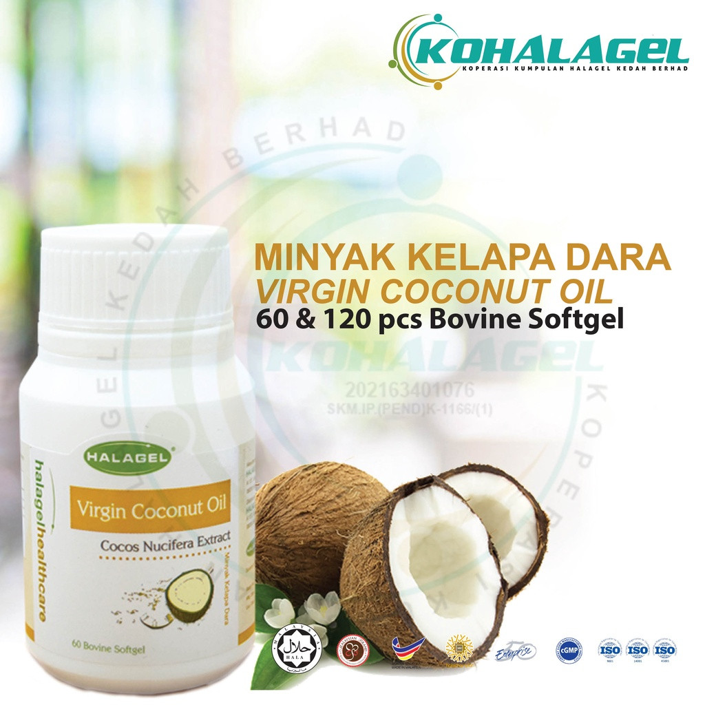 HALAGEL® HEALTHCARE | Virgin Coconut Oil Softgel | Kapsul Lemput Minyak Kelapa Dara | 60 BIJI