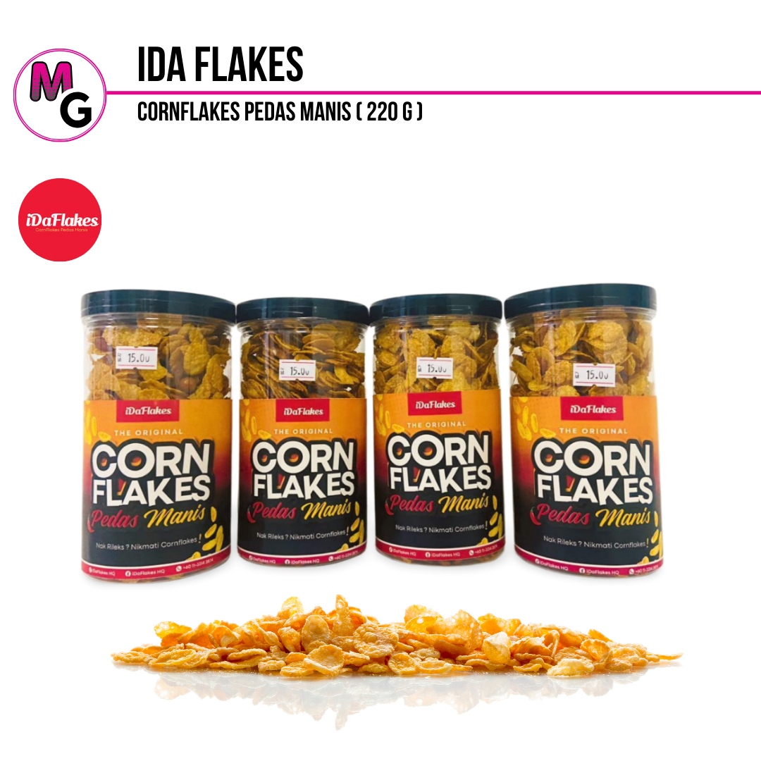 Snek Cornflakes Pedas Manis 220gm Ida Flakes