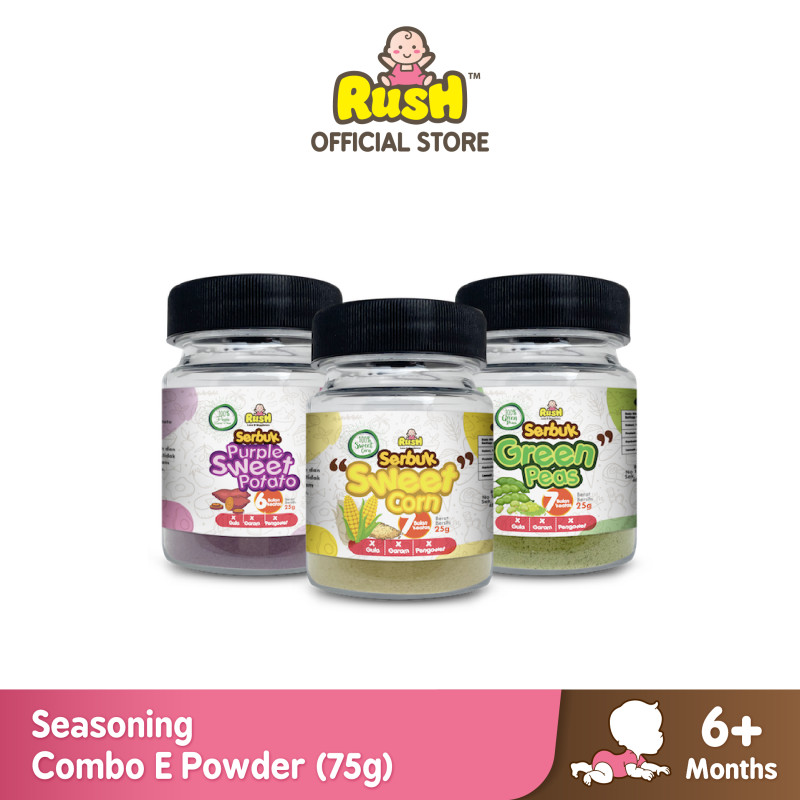 Rush Baby Seasoning Powder Combo E (Purple Sweet Potato 25g, Sweet Corn 25g, Green Peas 25g)