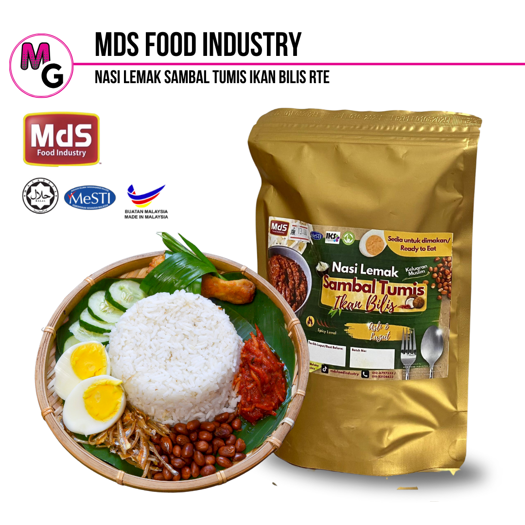 Set Nasi Lemak Sambal Tumis Ikan Bilis Ready to Eat MDS