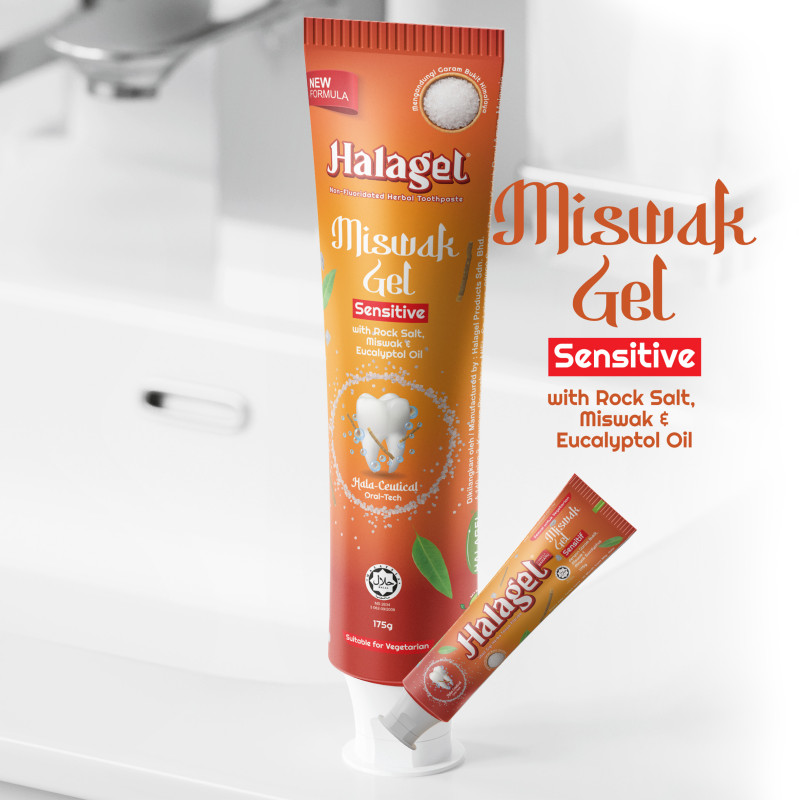 Halagel Miswak Gel 175g (Sensitive) - Non-Fluoridated Toothpaste