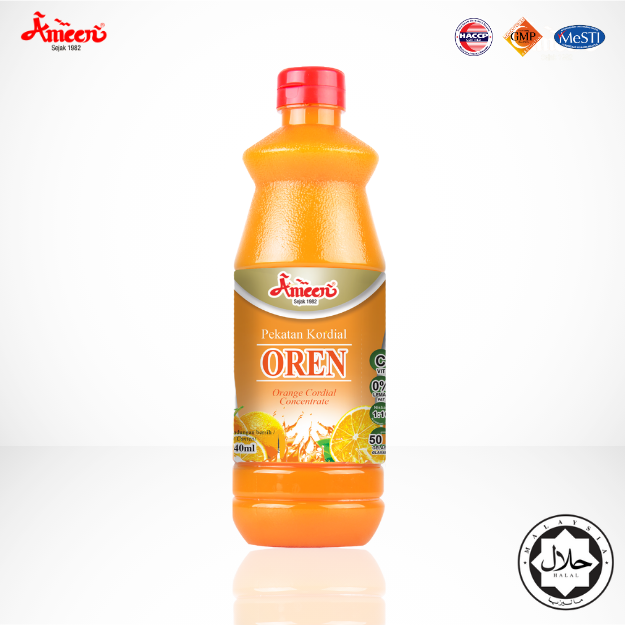 Ameen Kordial Berperisa Oren Manis dan Pekat 840ml
