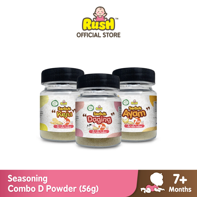 Rush Baby Seasoning Powder Combo D (Cheese 18g, Meat 18g, Chicken 20g)