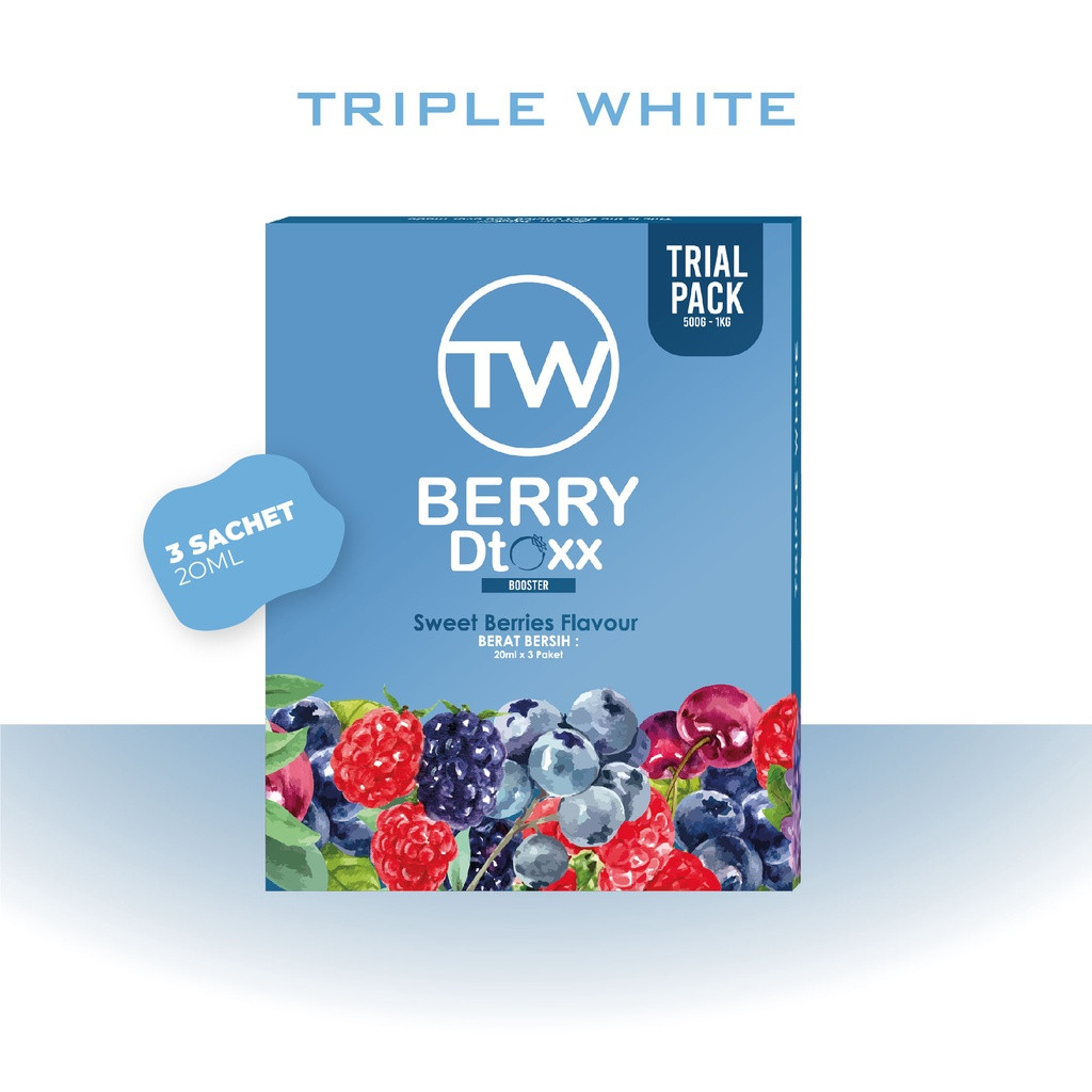 (Buy 3) (Trial Pack) Berry Dtoxx by Triple White - Burn Fats & Detox (3 Sachets x 20 ml)