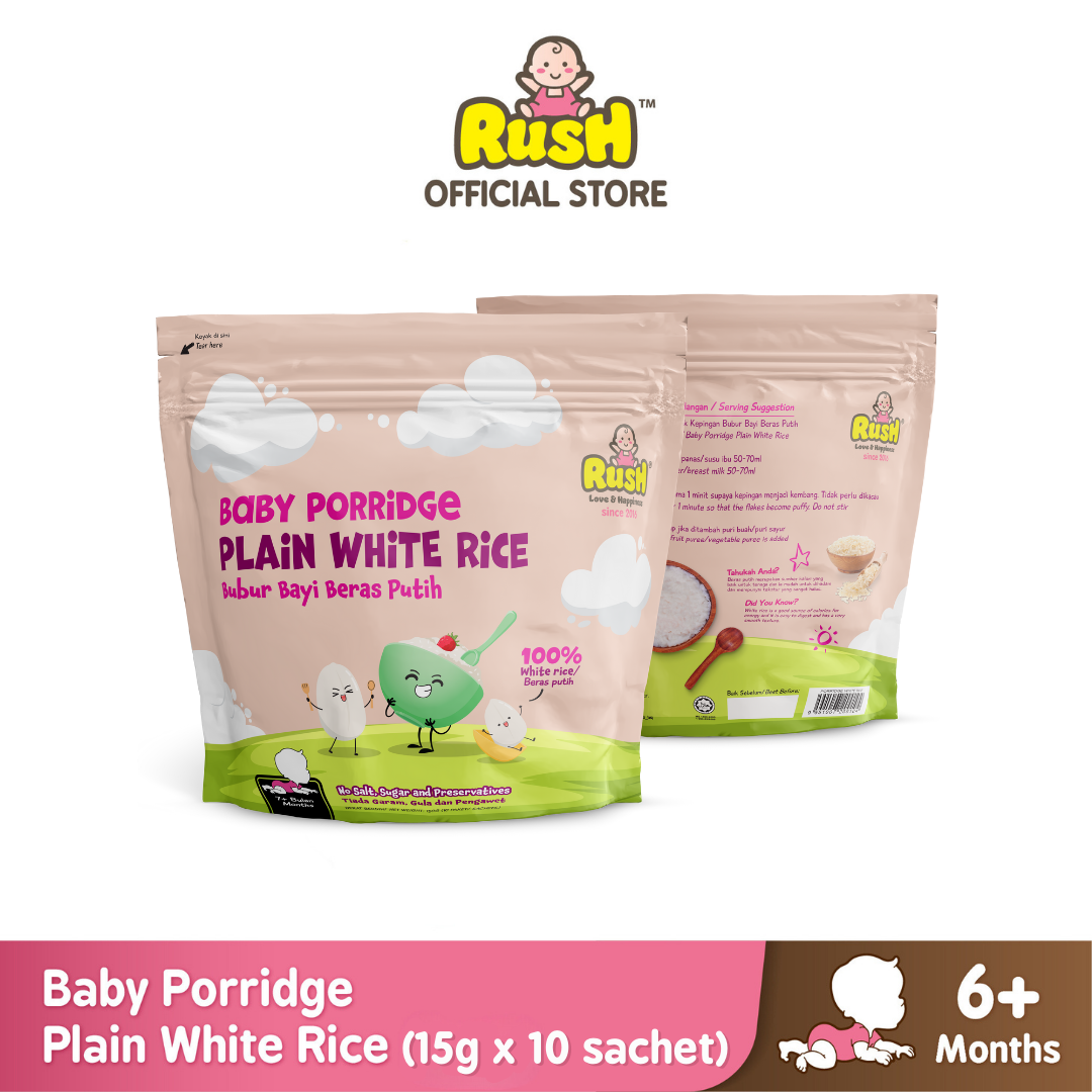 Rush Baby Porridge Plain White Rice (15G X 10 SACHET)