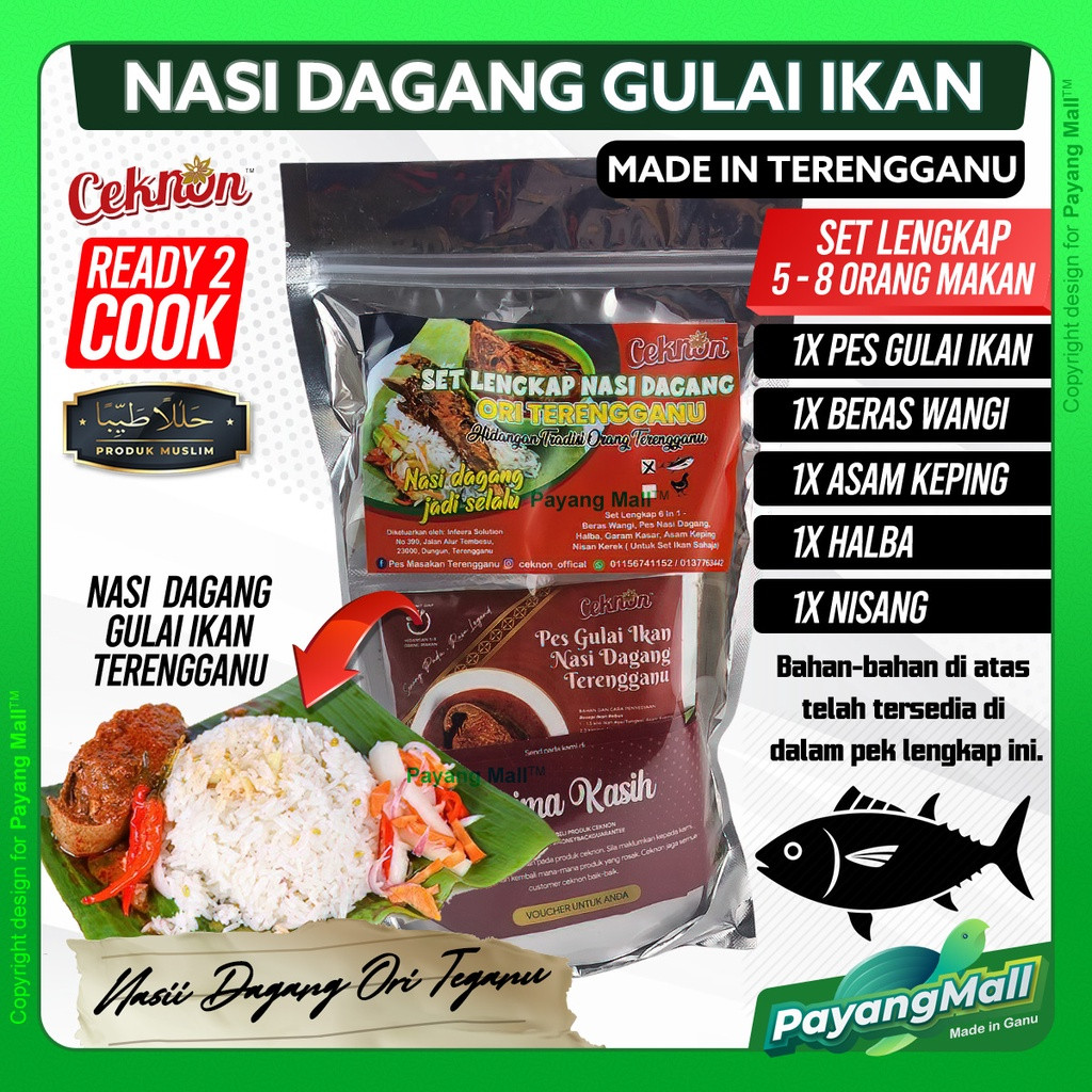 𝗣𝗔𝗬𝗔𝗡𝗚 𝗠𝗔𝗟𝗟  [ Ready 2 Cook ] 🐟🐟🐟 Set Lengkap Nasi Dagang Terengganu by Ceknon | Free Pes Gulai Ikan & Bahan Memasak