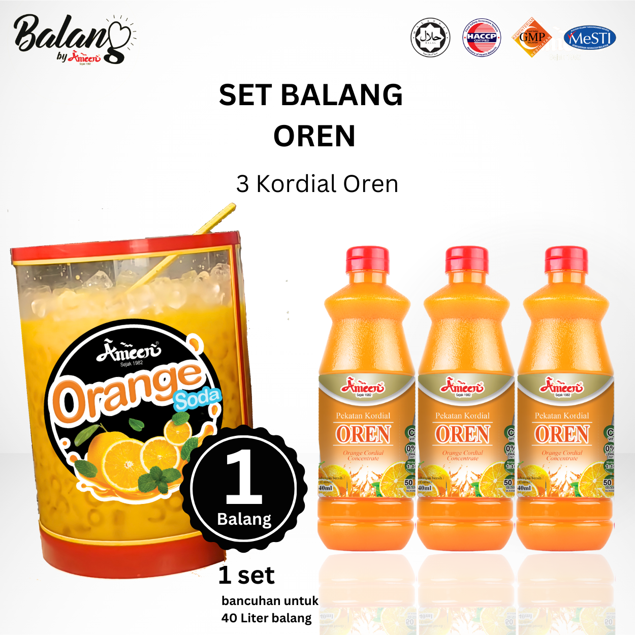 Balang Ameen Set Air Balang Oren Soda Tak perlu tambah gula